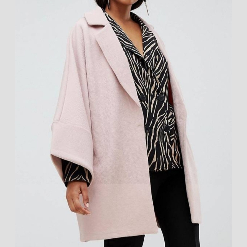 Vila pink oversized coat with wide raglan sleeves